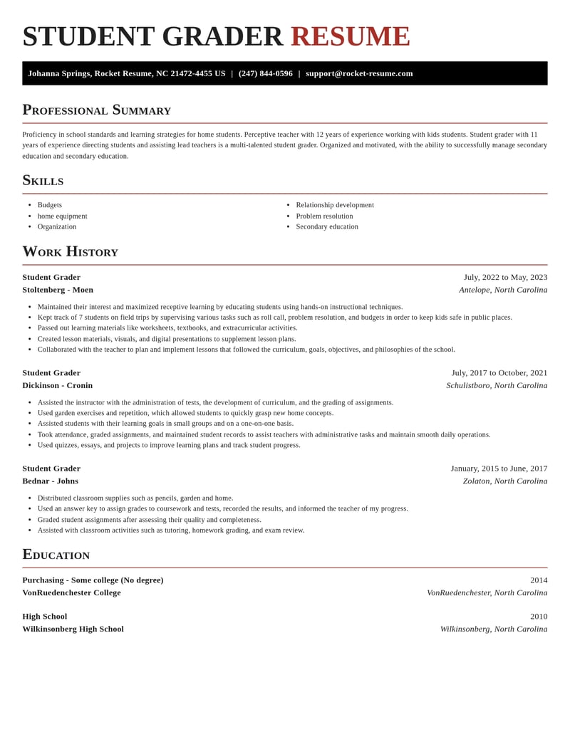 student grader misc resume exquisite template 0 exq