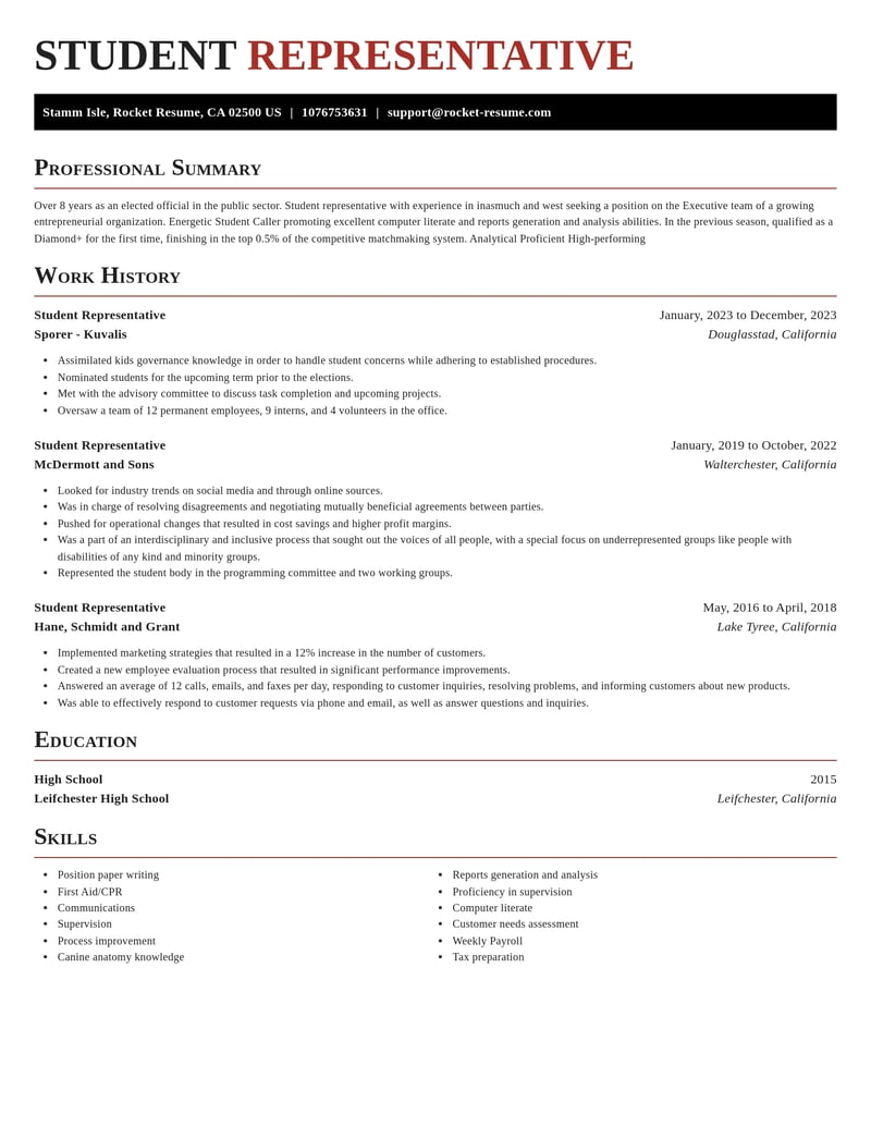 student representative misc resume exquisite template 0 exq