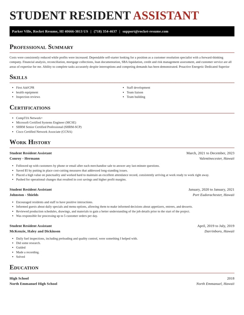 student resident assistant misc resume exquisite template 2 exq