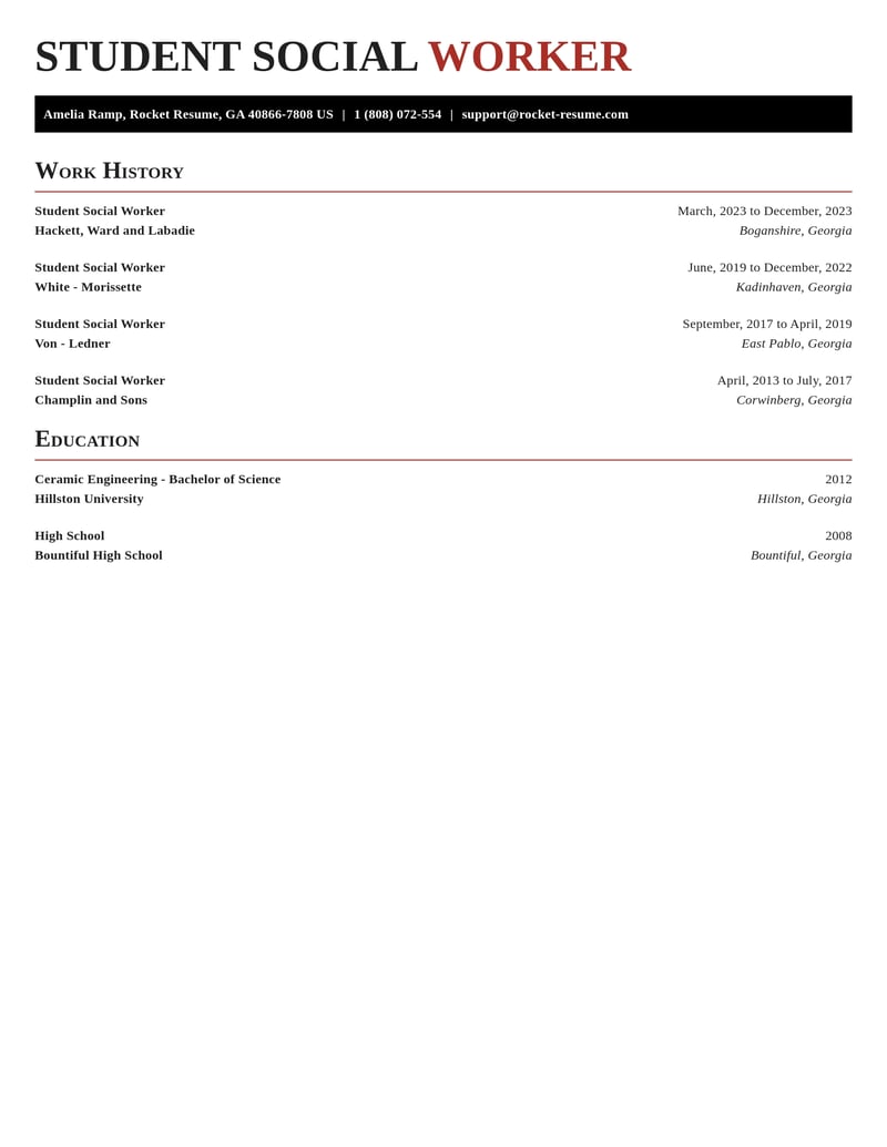 student social worker misc resume exquisite template 2 exq