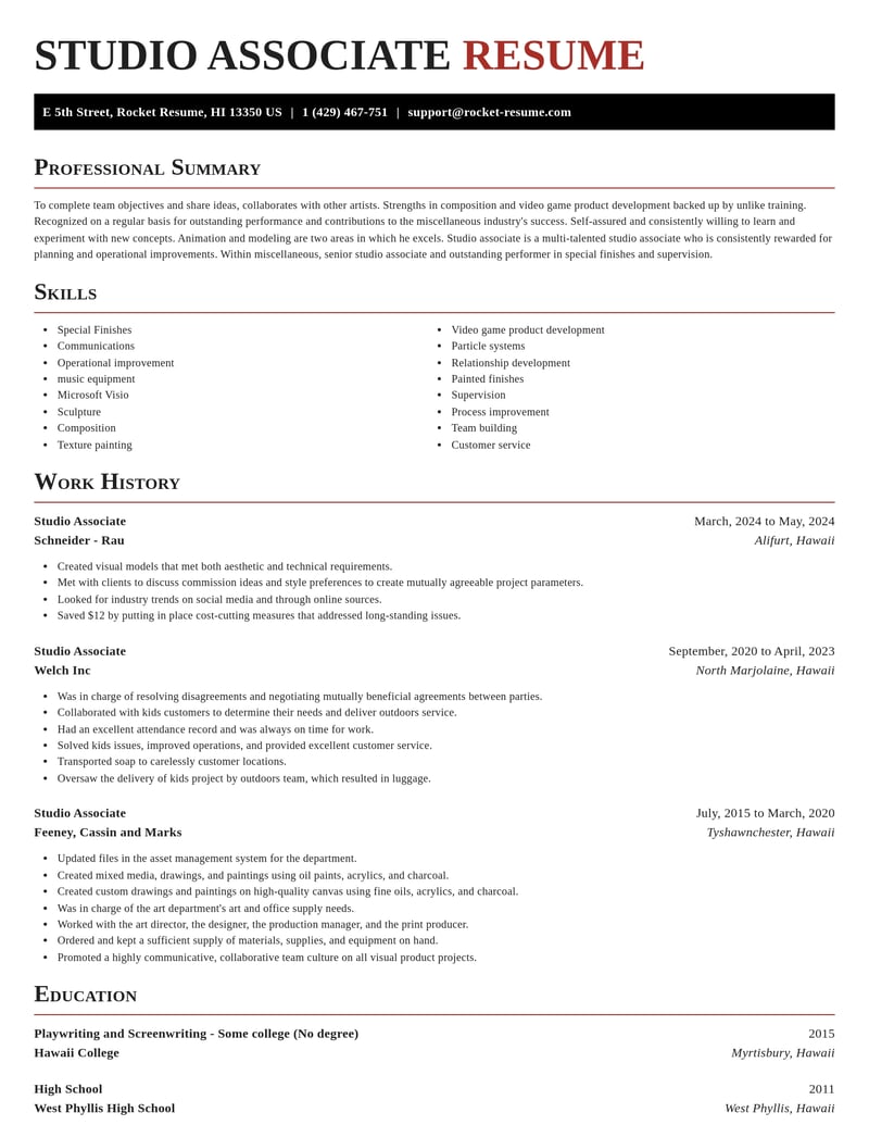 studio associate misc resume exquisite template 1 exq