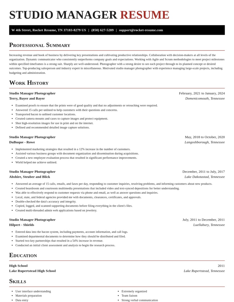 studio manager photographer misc resume exquisite template 0 exq