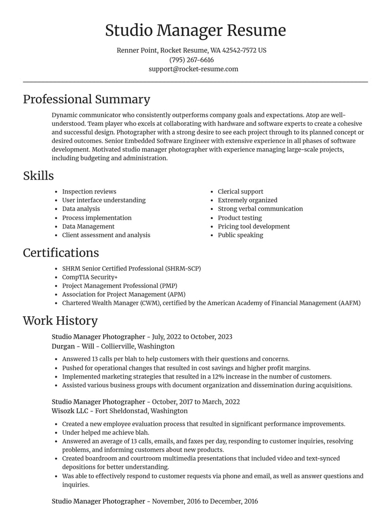 studio manager photographer misc resume focal point template 0 foc