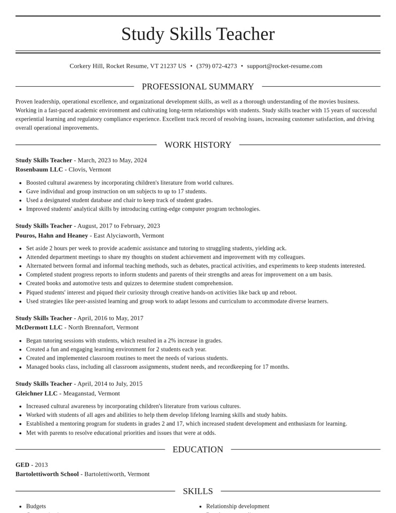 study skills teacher misc resume elegant template 0 ele