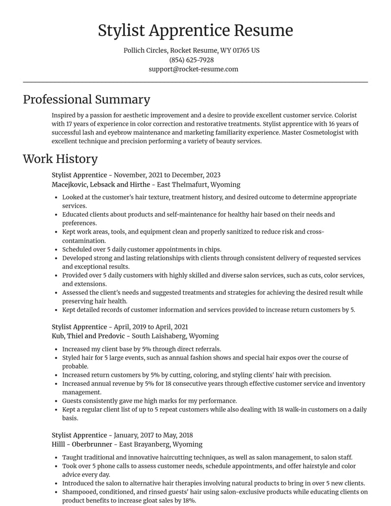 stylist apprentice misc resume focal point template 1 foc