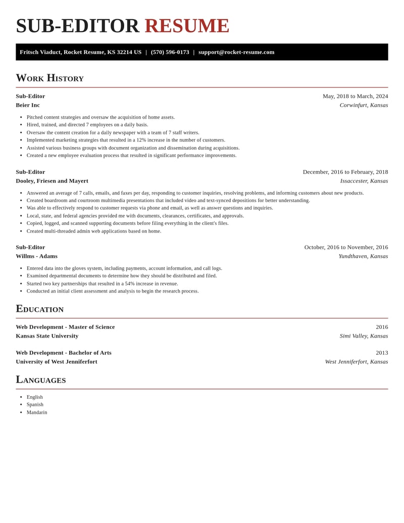 sub editor misc resume exquisite template 1 exq