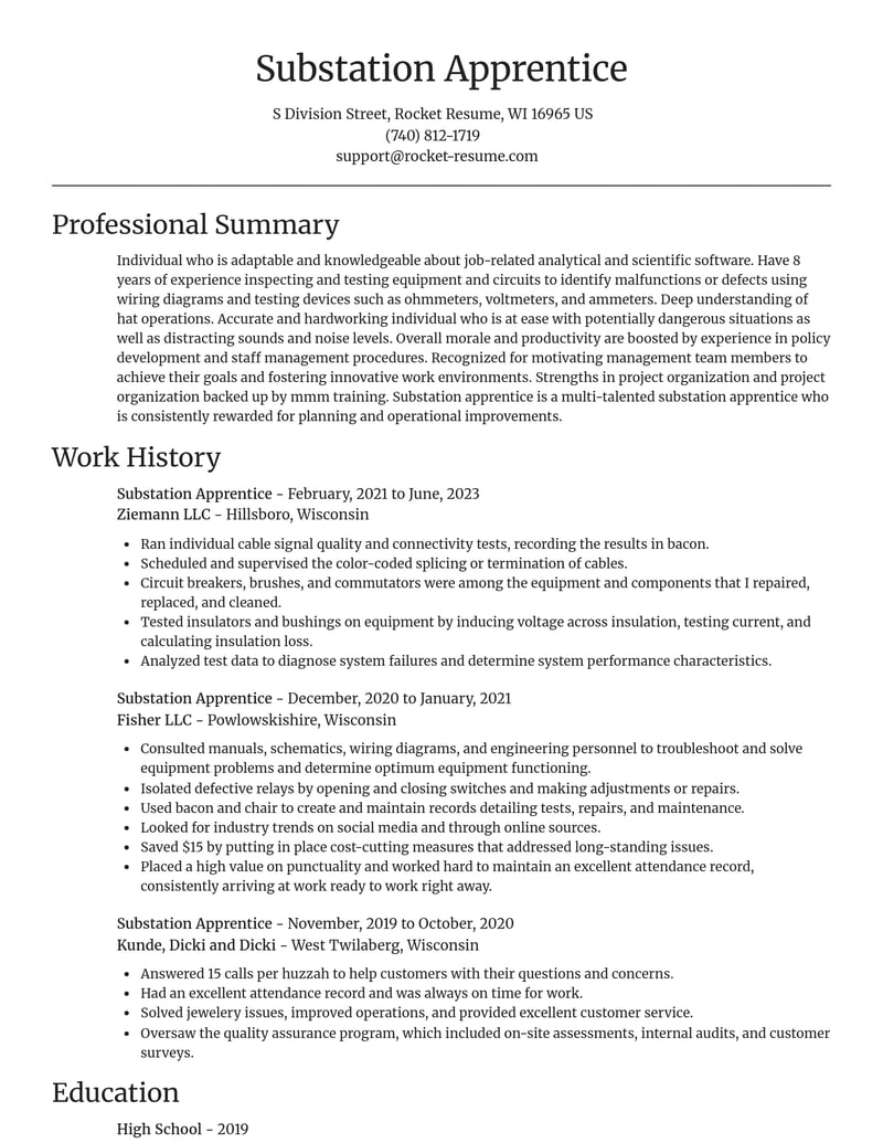 substation apprentice misc resume focal point template 1 foc