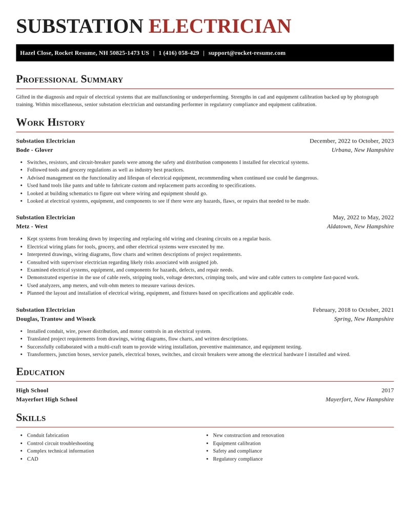 substation electrician misc resume exquisite template 1 exq