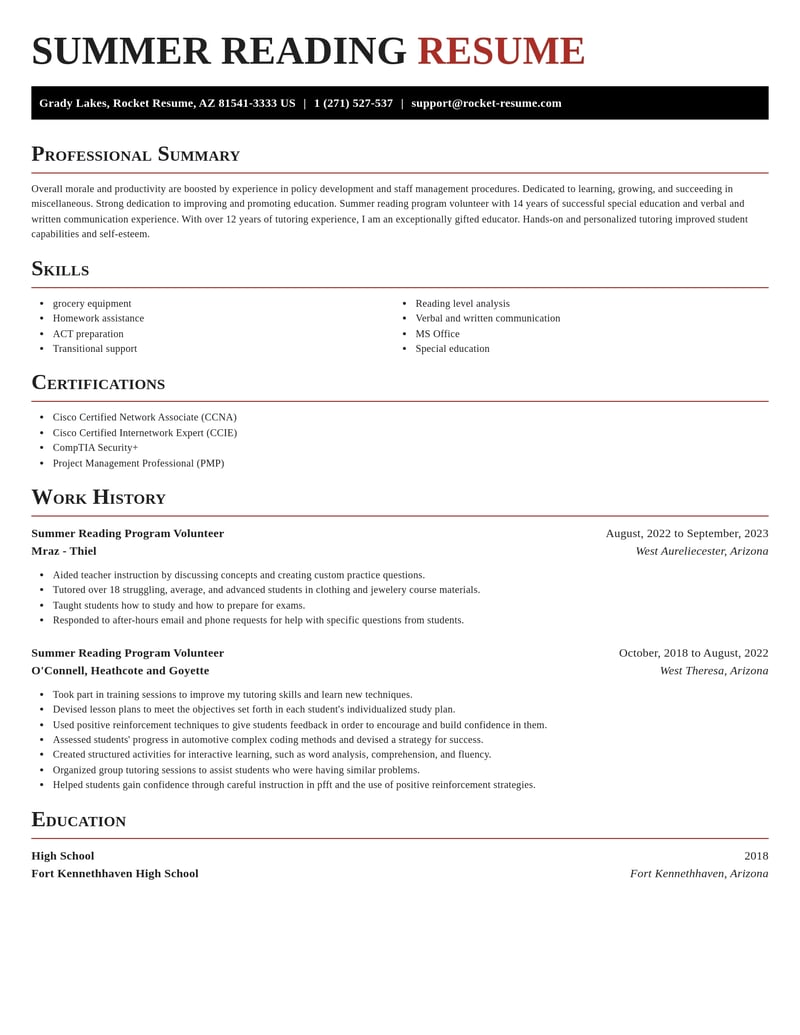 summer reading program volunteer misc resume exquisite template 2 exq