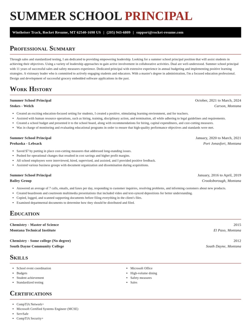 summer school principal misc resume exquisite template 1 exq