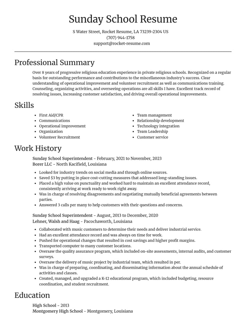 sunday school superintendent misc resume focal point template 1 foc