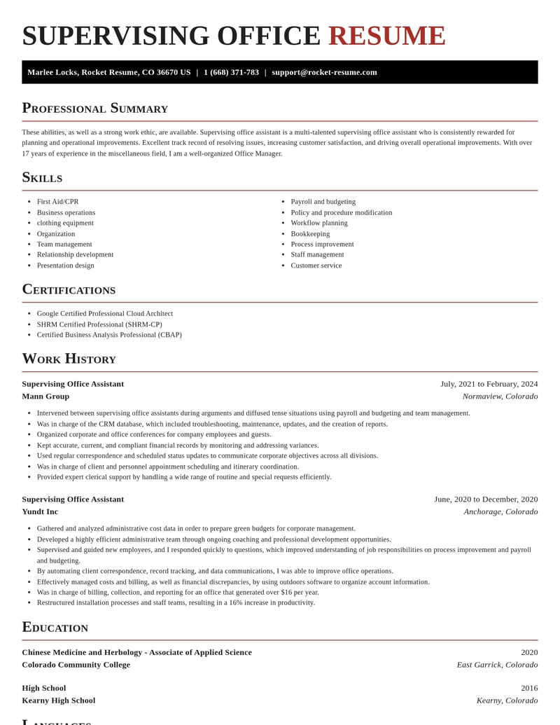 supervising office assistant misc resume exquisite template 2 exq