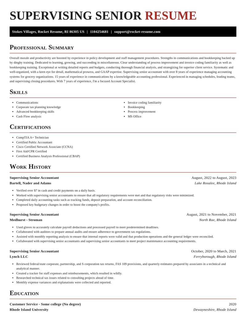 supervising senior accountant misc resume exquisite template 2 exq