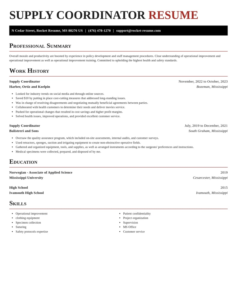 supply coordinator misc resume exquisite template 2 exq
