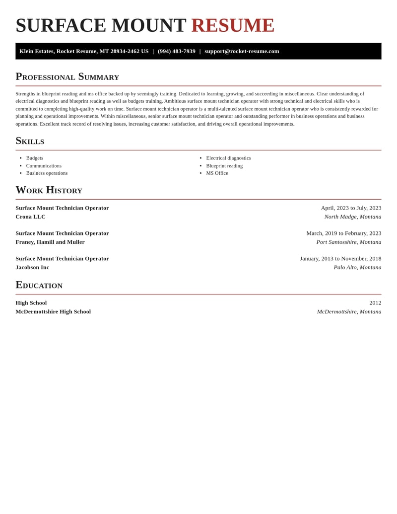 surface mount technician operator misc resume exquisite template 1 exq