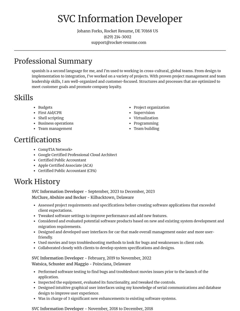 svc information developer misc resume focal point template 0 foc
