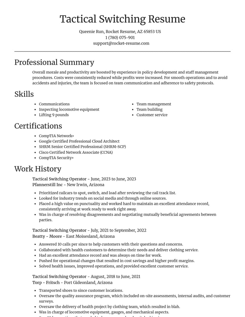 tactical switching operator misc resume focal point template 0 foc