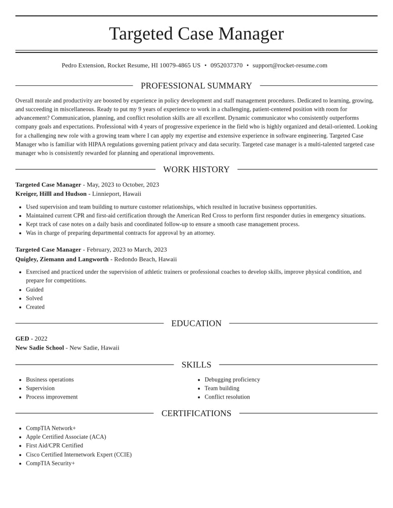 targeted case manager misc resume elegant template 2 ele