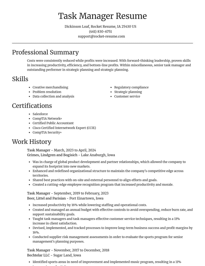 task manager misc resume focal point template 1 foc