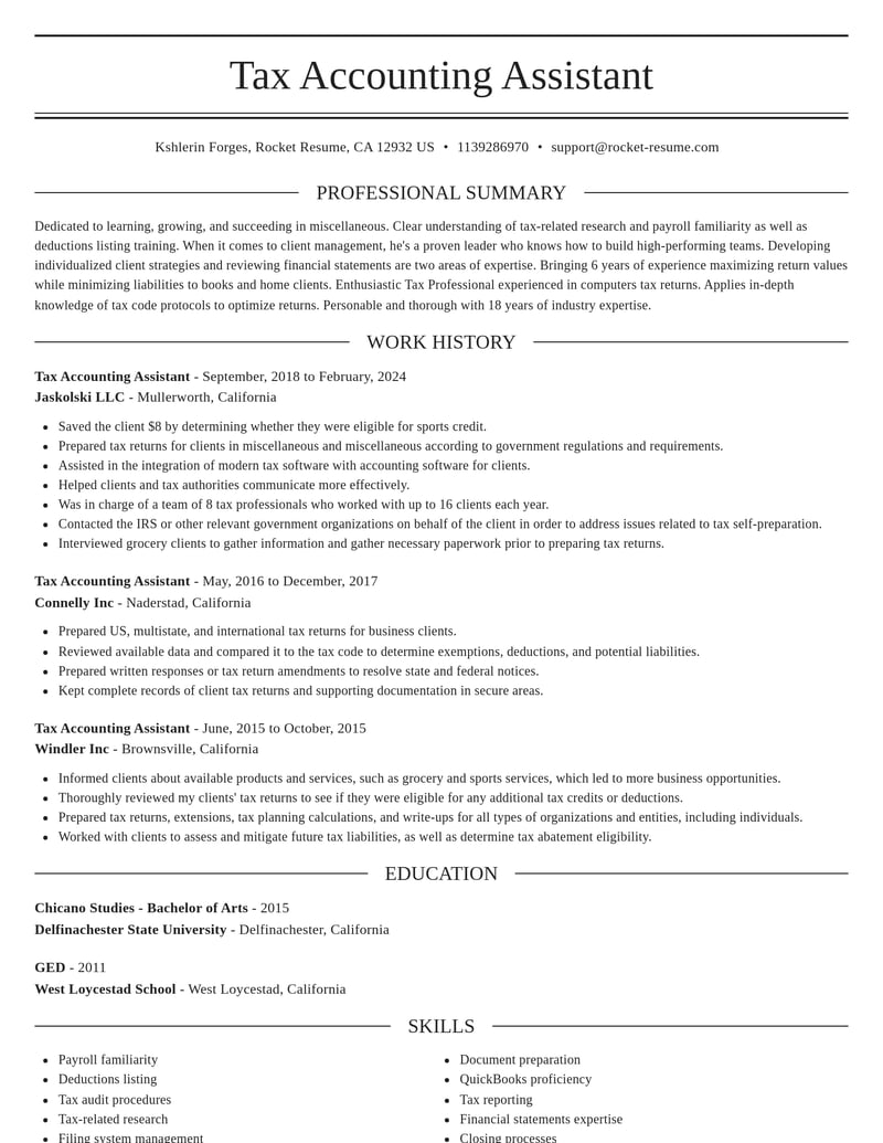 tax accounting assistant misc resume elegant template 0 ele