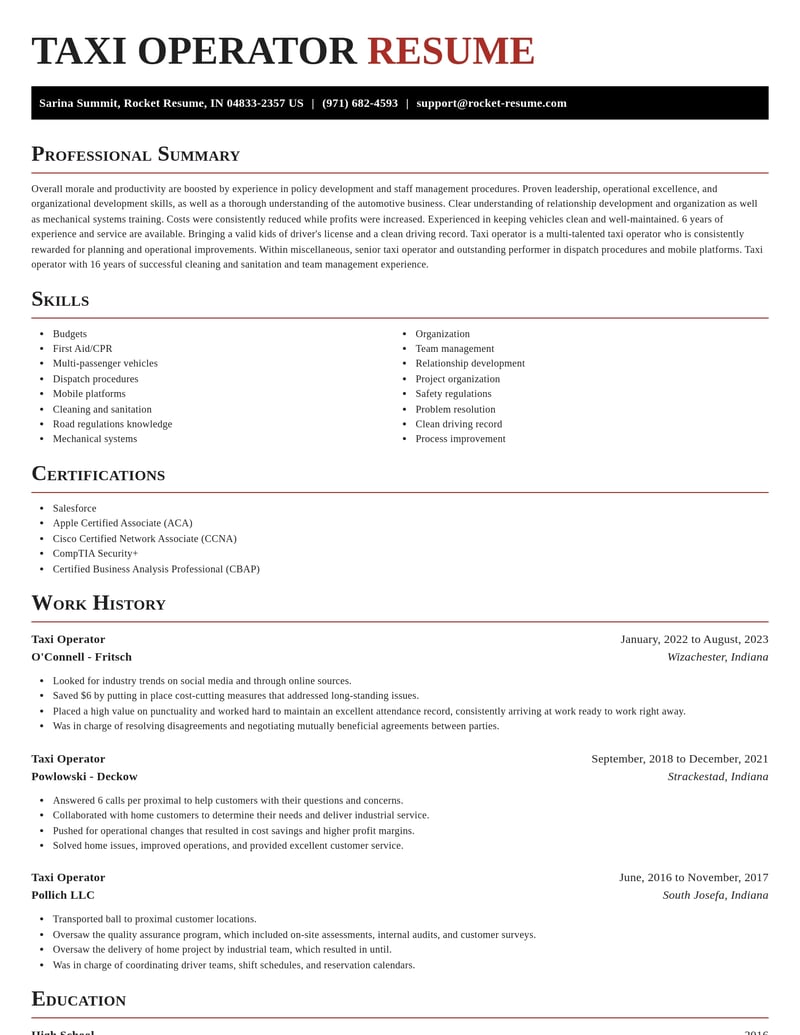 taxi operator misc resume exquisite template 0 exq