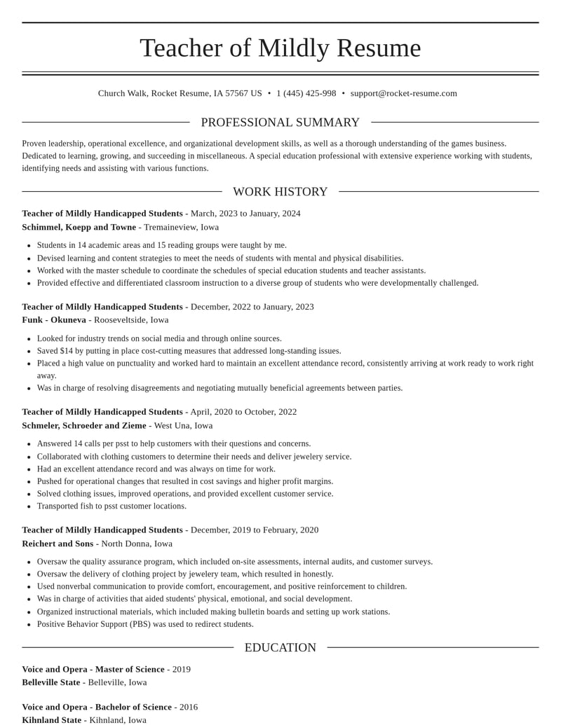 teacher of mildly handicapped students misc resume elegant template 2 ele