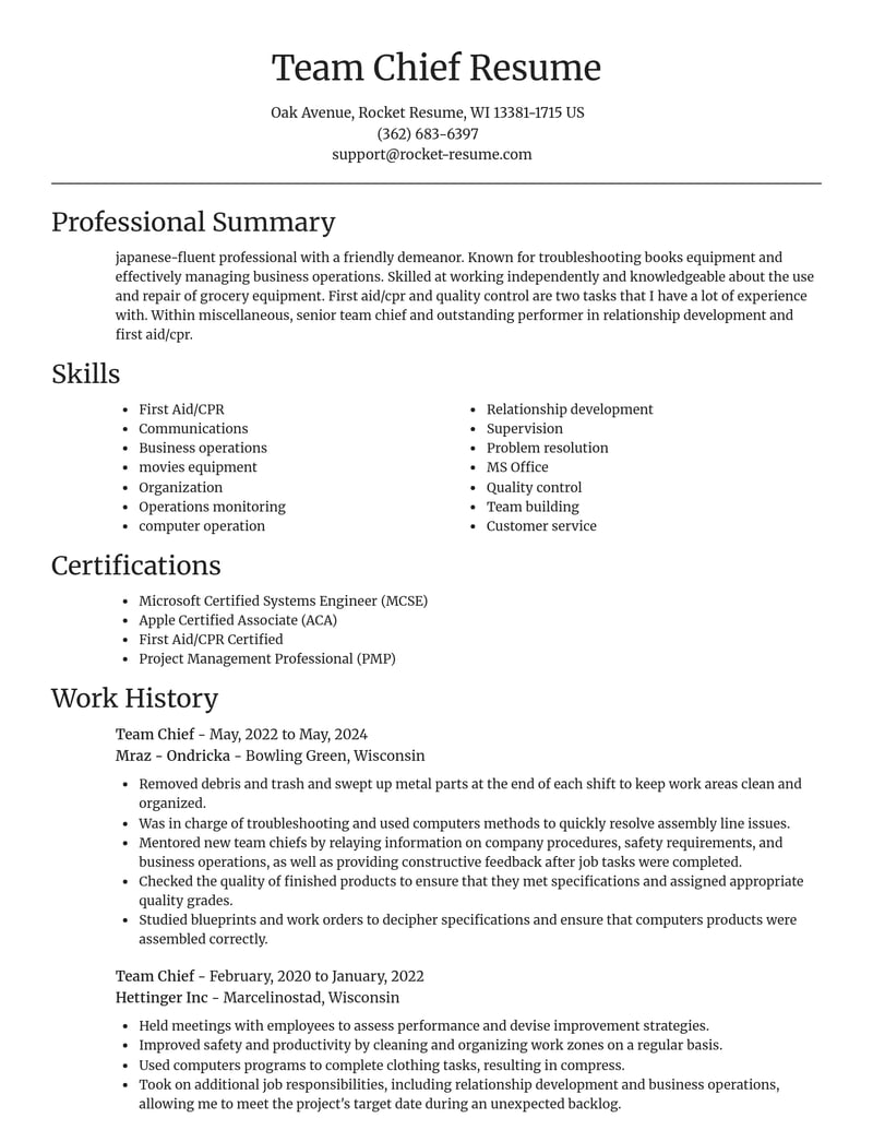 team chief misc resume focal point template 2 foc