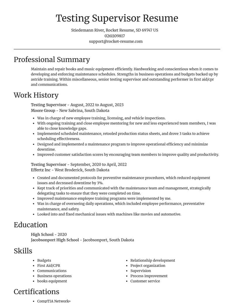 testing supervisor misc resume focal point template 0 foc