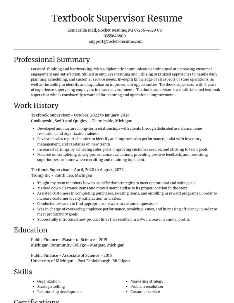 textbook supervisor misc resume focal point template 1 foc