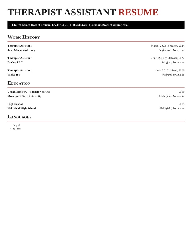 therapist assistant misc resume exquisite template 2 exq