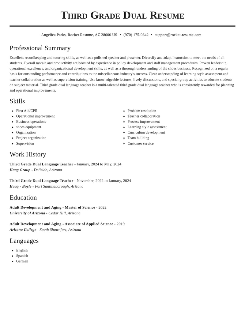 third grade dual language teacher misc resume classic template 2 cla