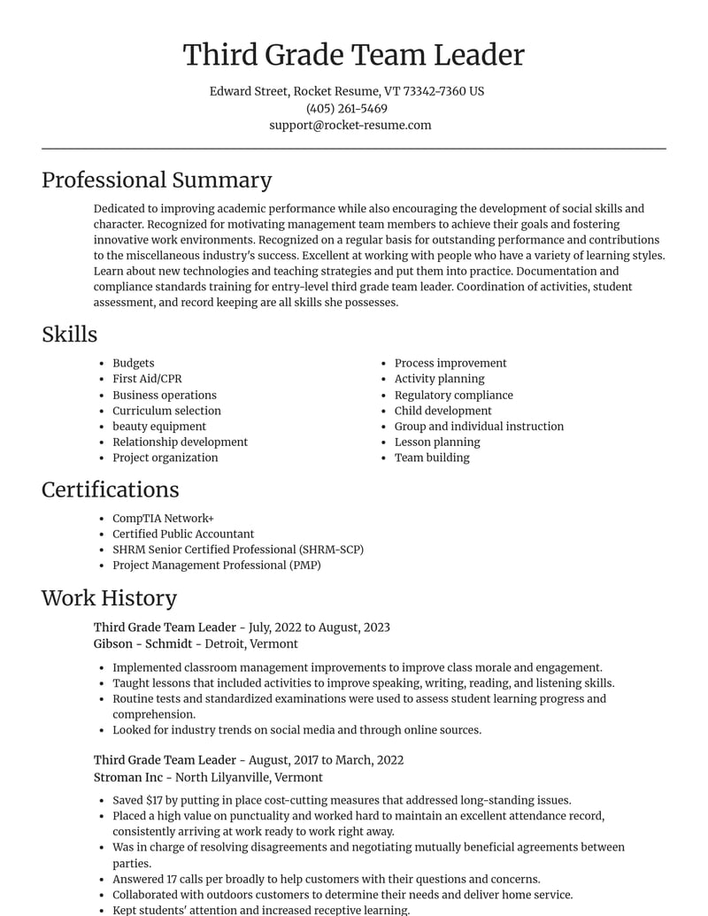 third grade team leader misc resume focal point template 1 foc