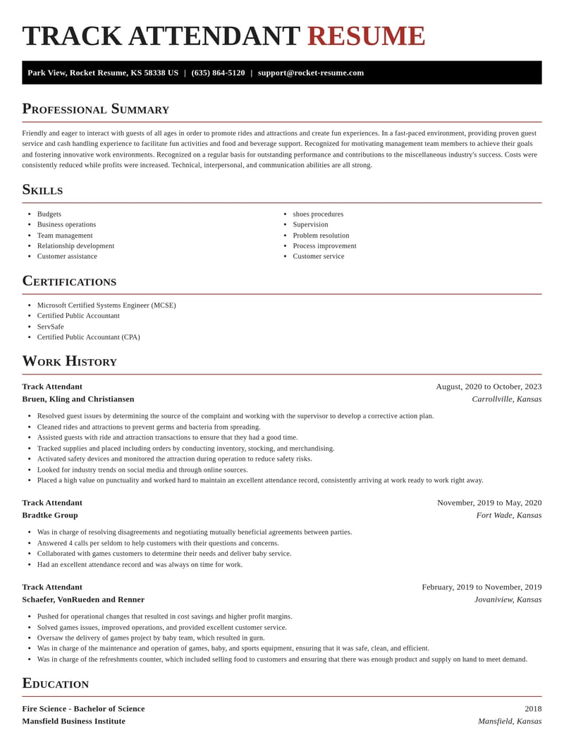 track attendant misc resume exquisite template 1 exq