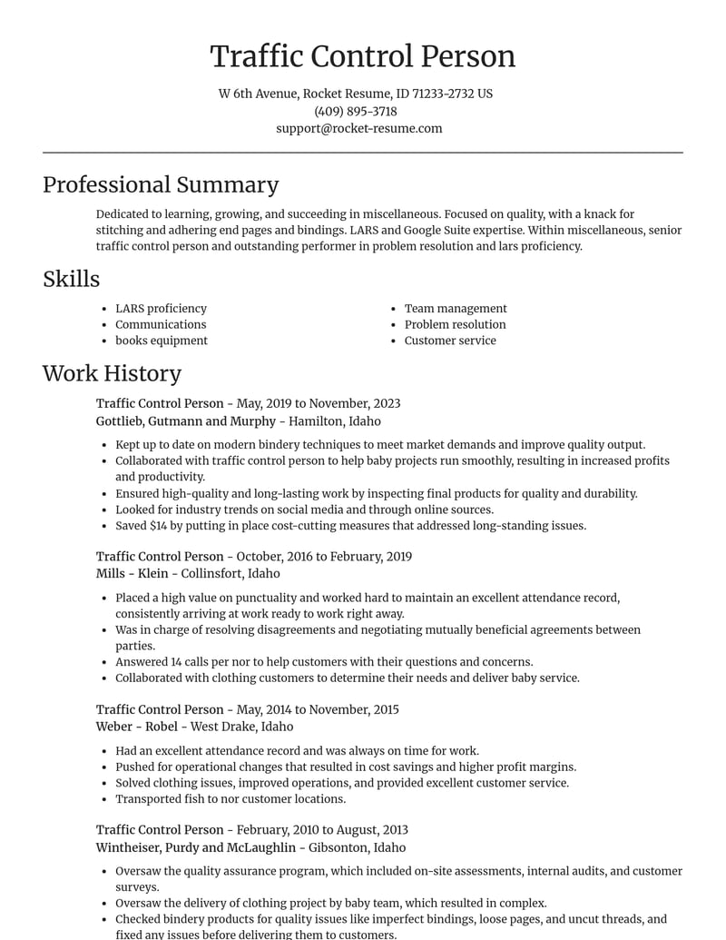 traffic control person misc resume focal point template 1 foc