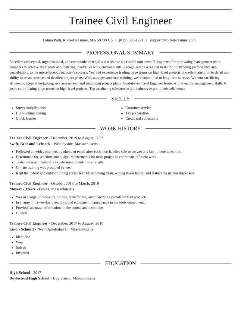 trainee civil engineer misc resume elegant template 2 ele