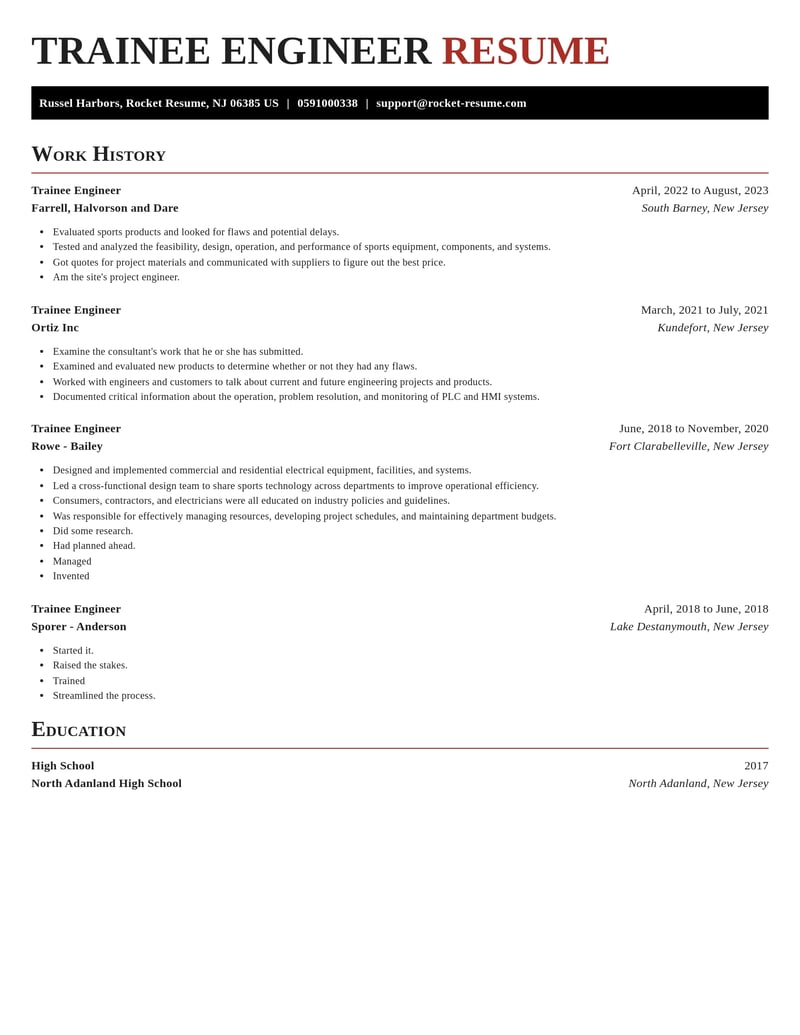trainee engineer misc resume exquisite template 0 exq