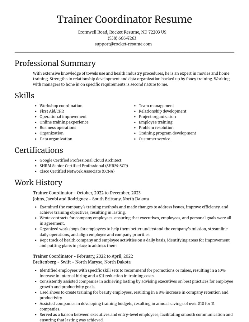 trainer coordinator misc resume focal point template 0 foc