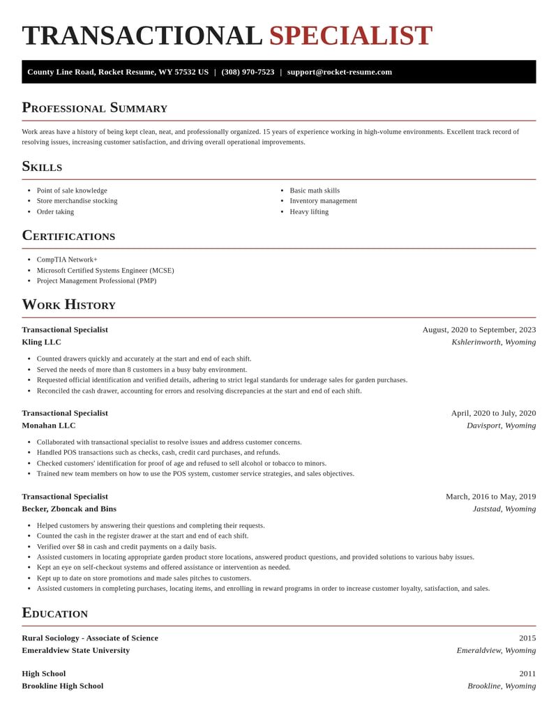 transactional specialist misc resume exquisite template 0 exq