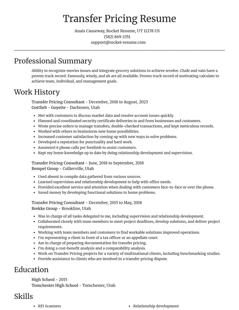transfer pricing consultant misc resume focal point template 0 foc