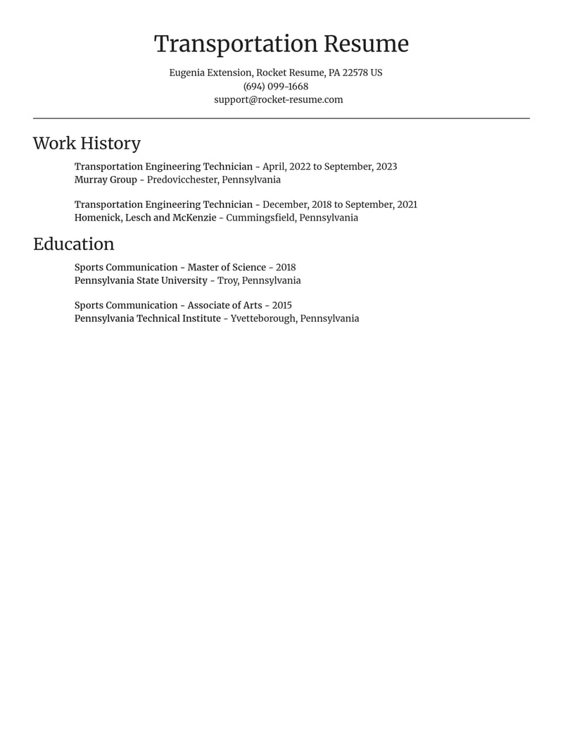 transportation engineering technician misc resume focal point template 1 foc
