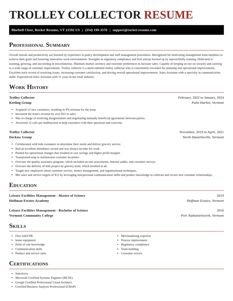 trolley collector misc resume exquisite template 1 exq