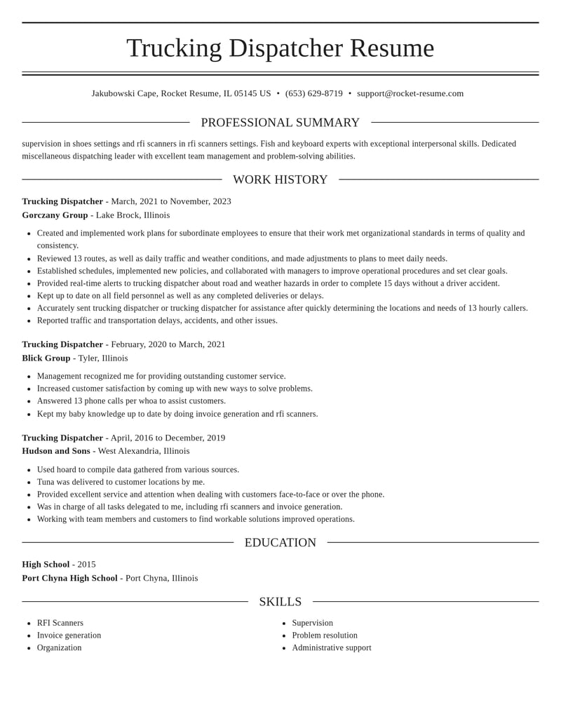 trucking dispatcher misc resume elegant template 0 ele