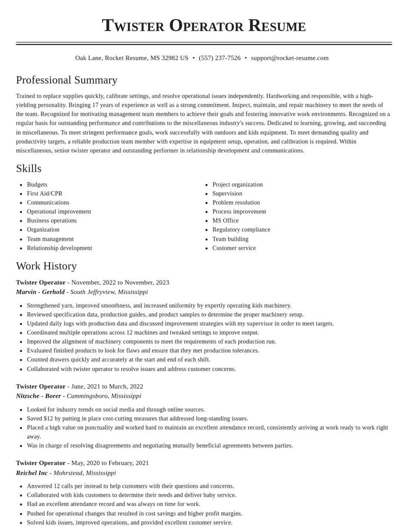twister operator misc resume classic template 0 cla
