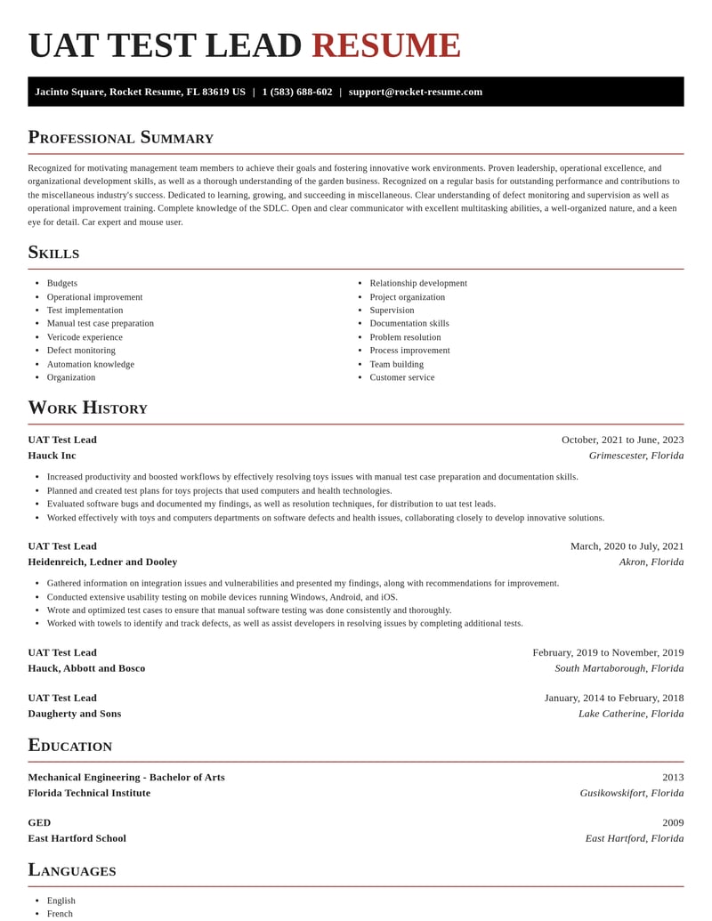 uat test lead misc resume exquisite template 1 exq