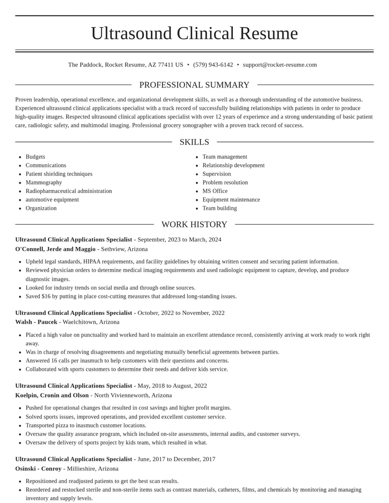 ultrasound clinical applications specialist misc resume elegant template 1 ele