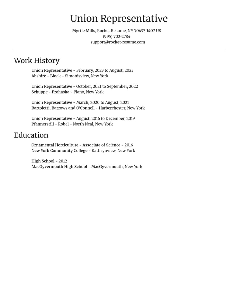 union representative misc resume focal point template 2 foc