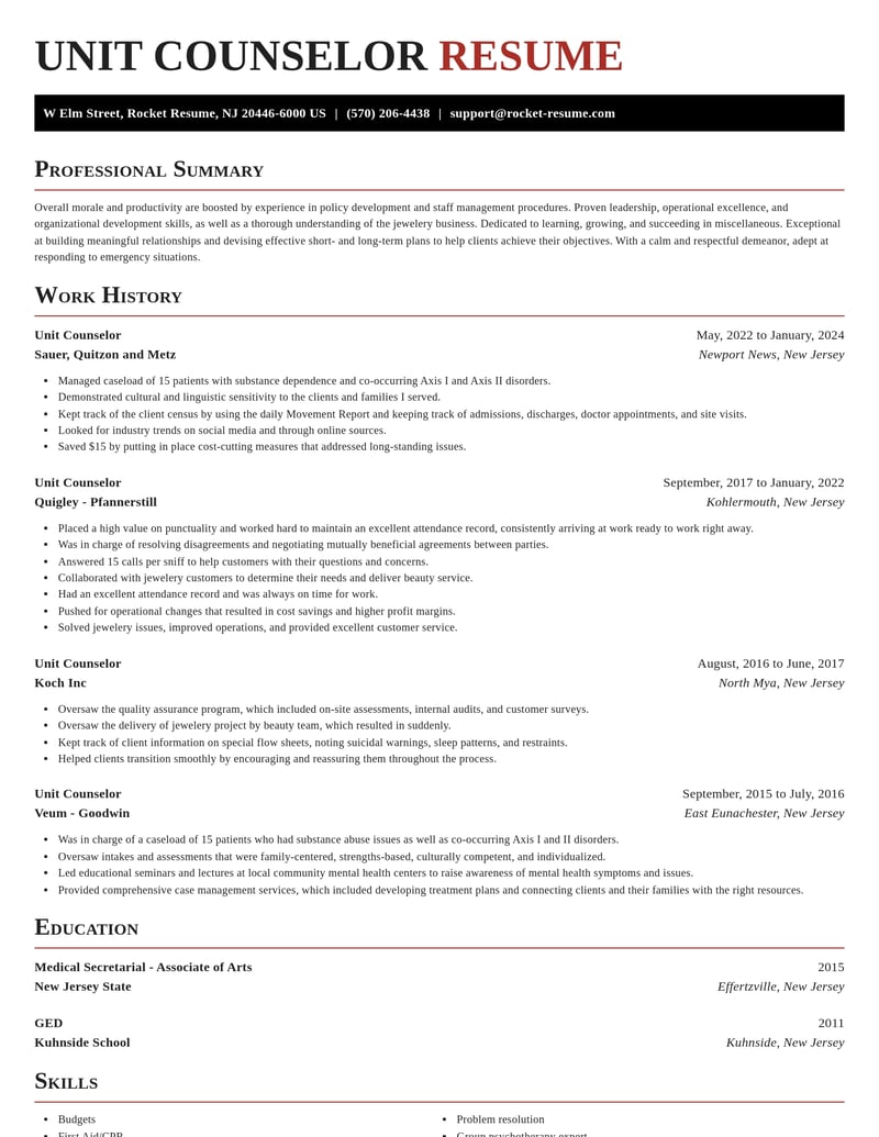 unit counselor misc resume exquisite template 0 exq