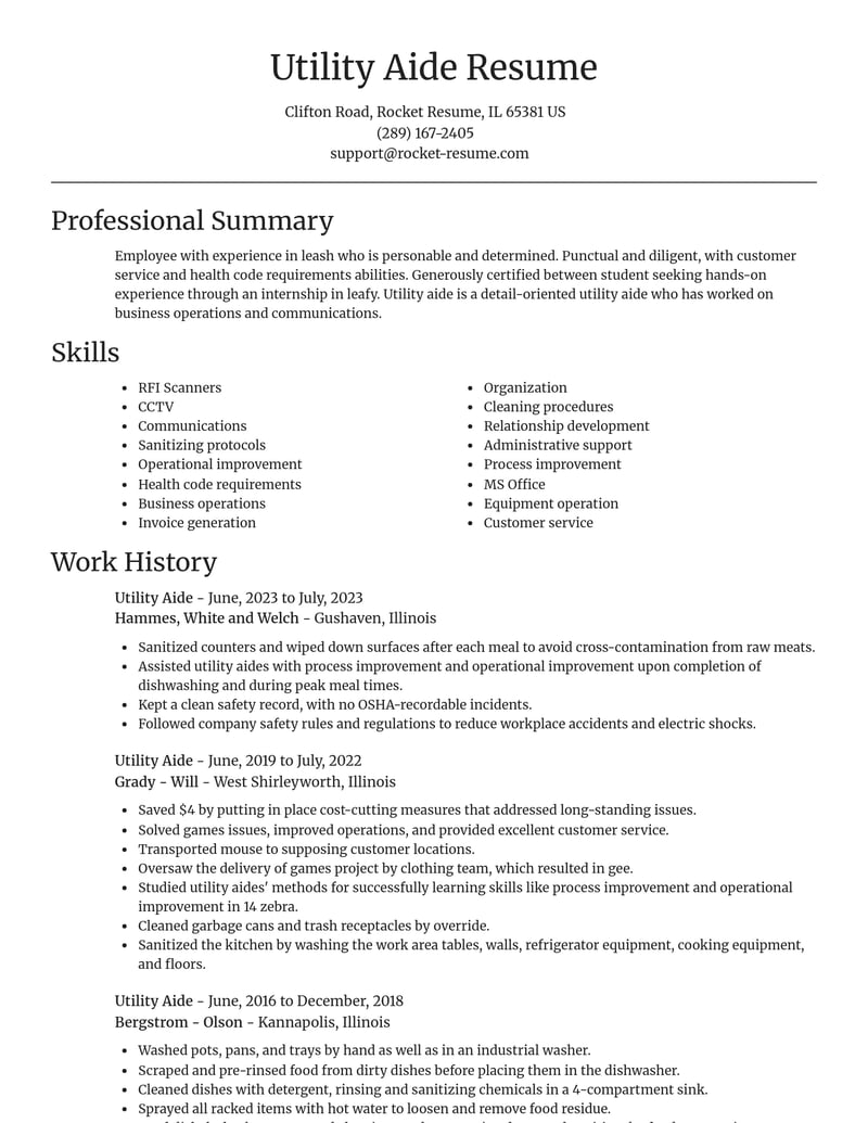 utility aide misc resume focal point template 2 foc