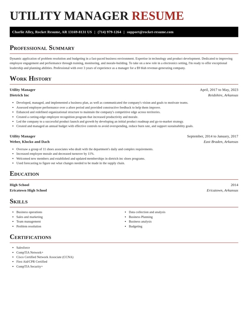 utility manager misc resume exquisite template 1 exq