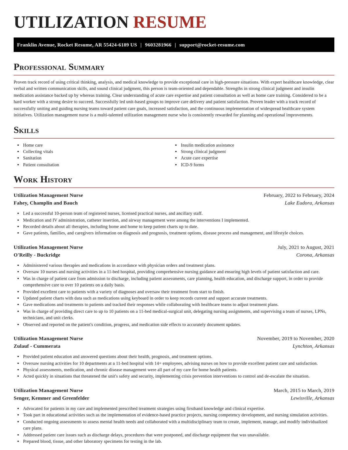 Utilization Management Nurse Resume Builder | Rocket Resume